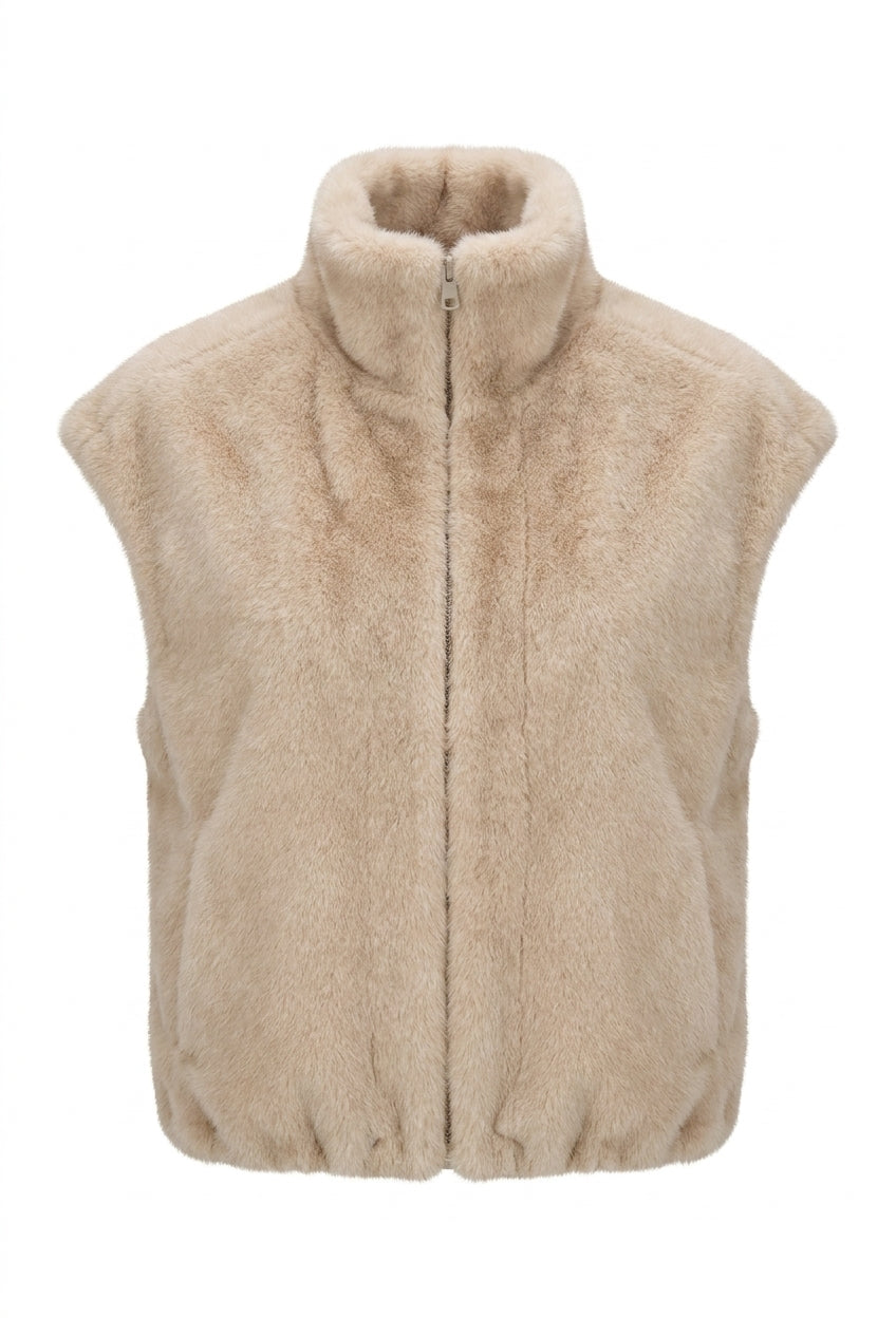 NOTYZ NOLANCASTER FAUX FUR WAISTCOAT Jakker Cream Melange