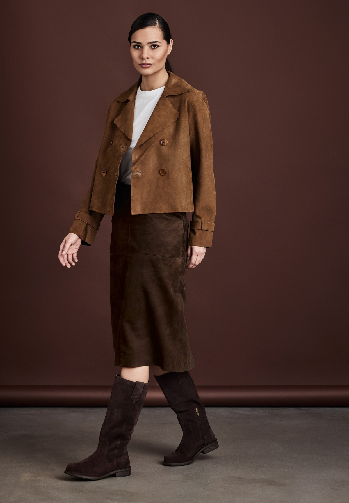 BTFCPH Nederdel i ruskind med lige snit Nederdele Dark Chocolate Brown