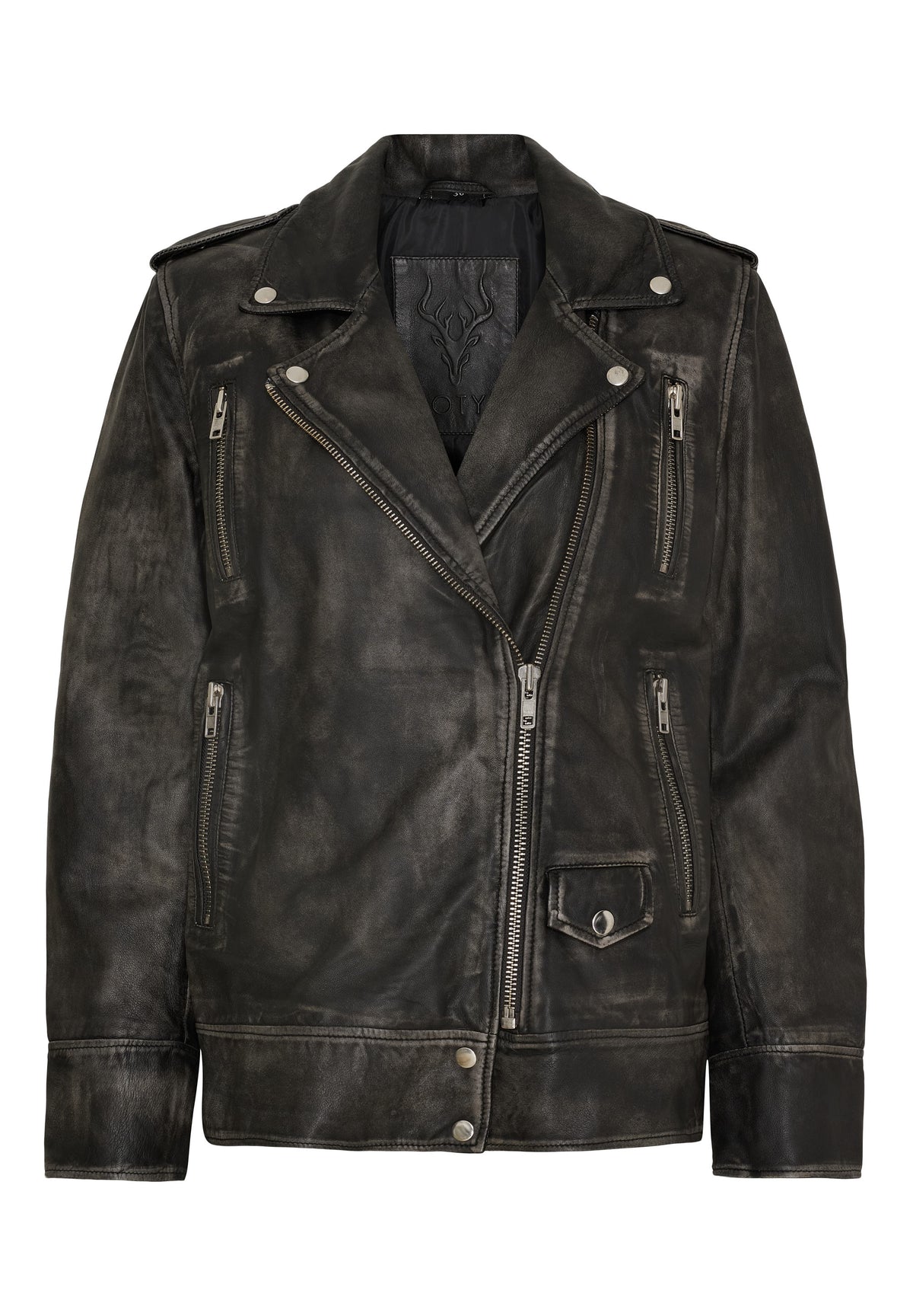 NOTYZ Oversized bikerjakke Jakker Grey w. Silver acc.