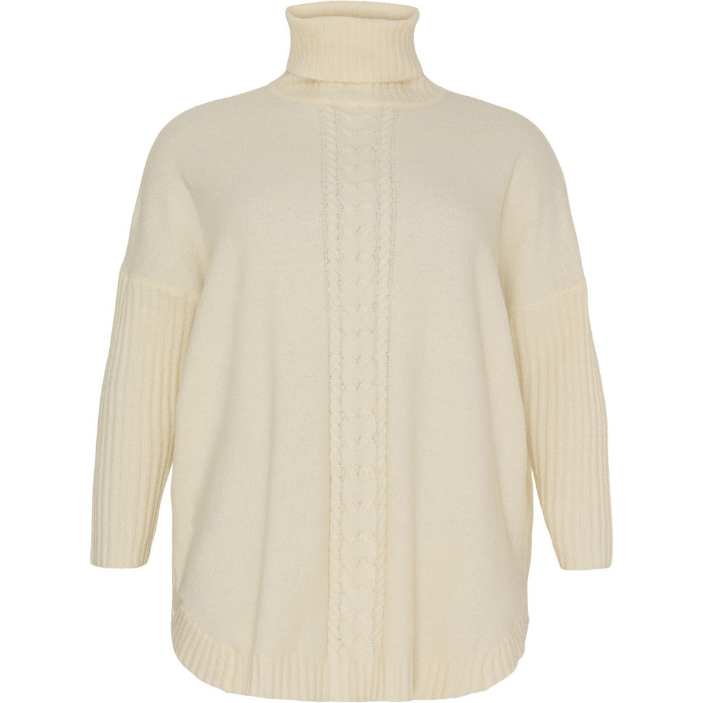 NO. 1 BY OX Poncho med rullekrave Poncho Cream White