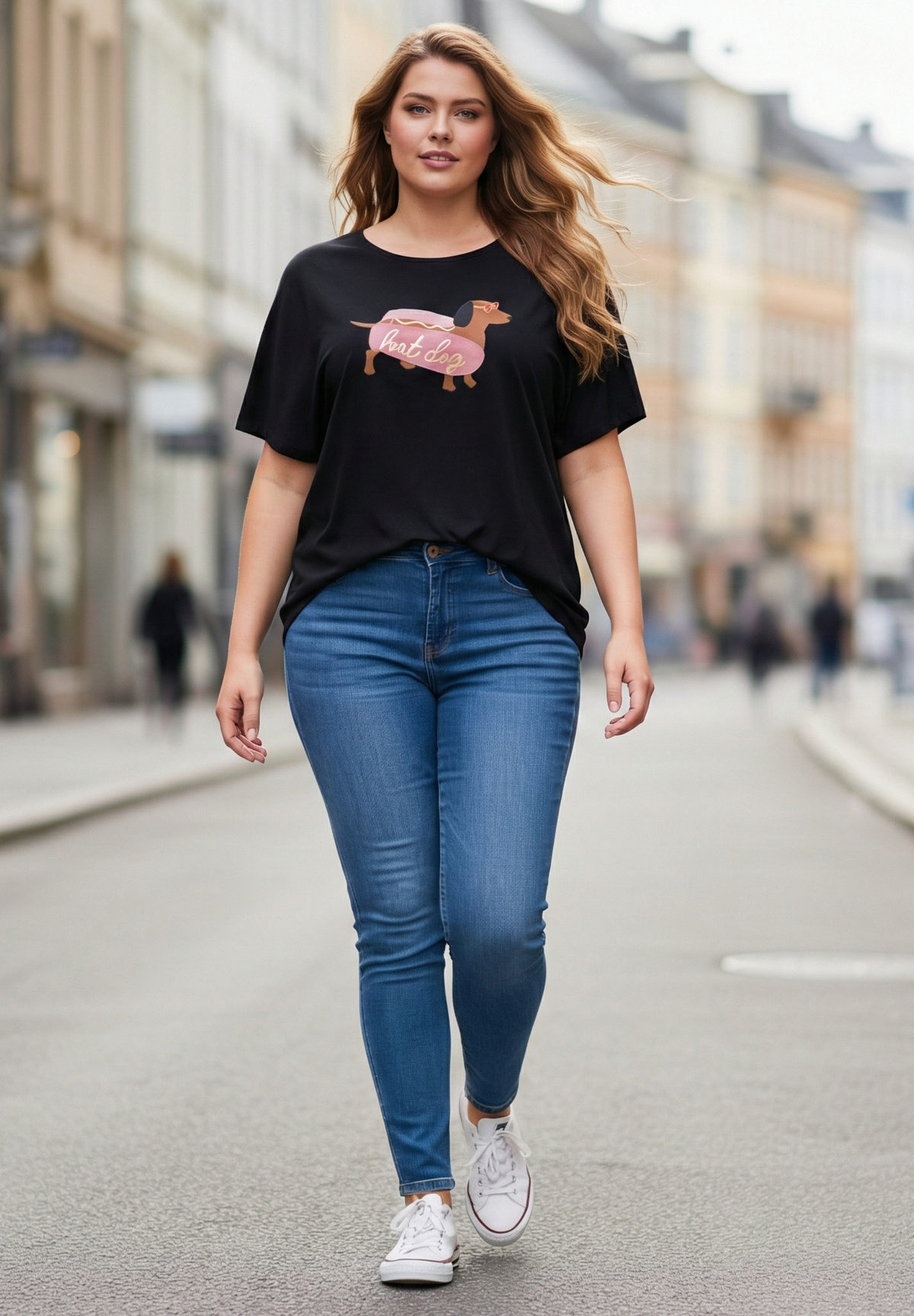 NO. 1 BY OX Printet T-shirt med batwing-ærmer T-shirts Sort