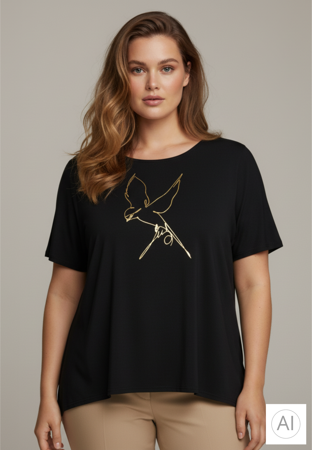 NO. 1 BY OX Printet T-shirt med batwing-ærmer T-shirts Sort