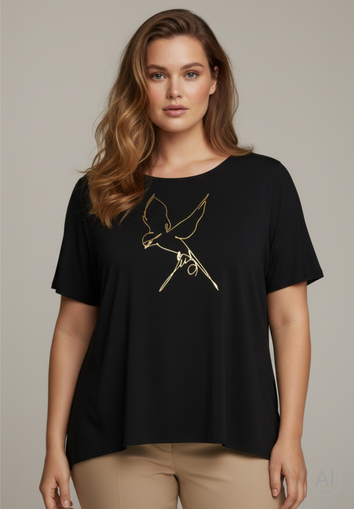 NO. 1 BY OX Printet T-shirt med batwing-ærmer T-shirts Sort