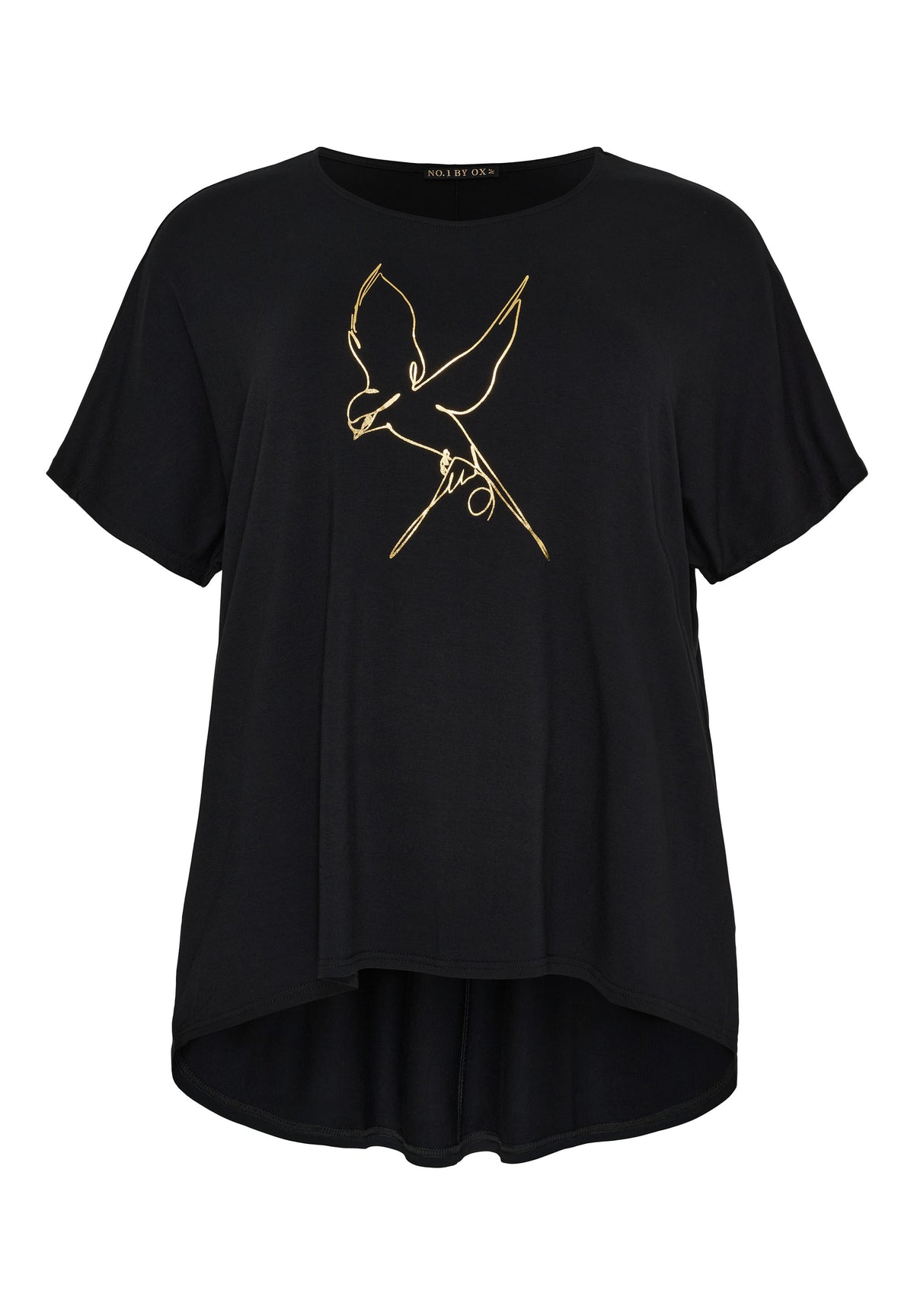 NO. 1 BY OX Printet T-shirt med batwing-ærmer T-shirts Sort