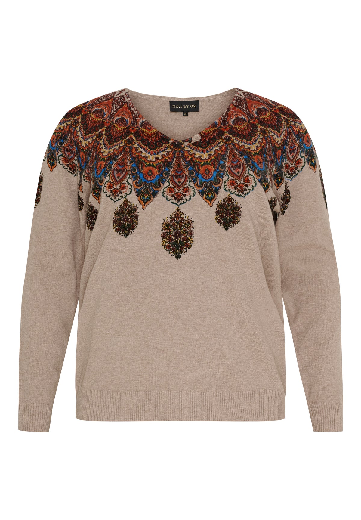 NO. 1 BY OX Pullover med mønster Sweaters Camel Brown Mélange