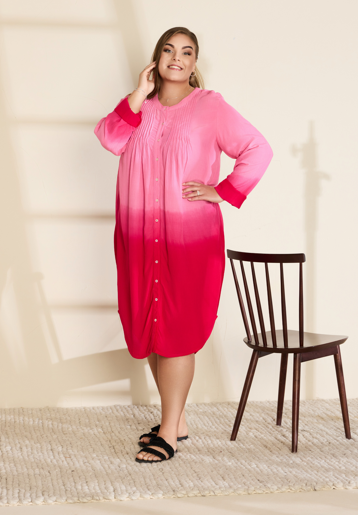 NO. 1 BY OX Dip-dye tunika kjole Kjoler Pink Cosmos