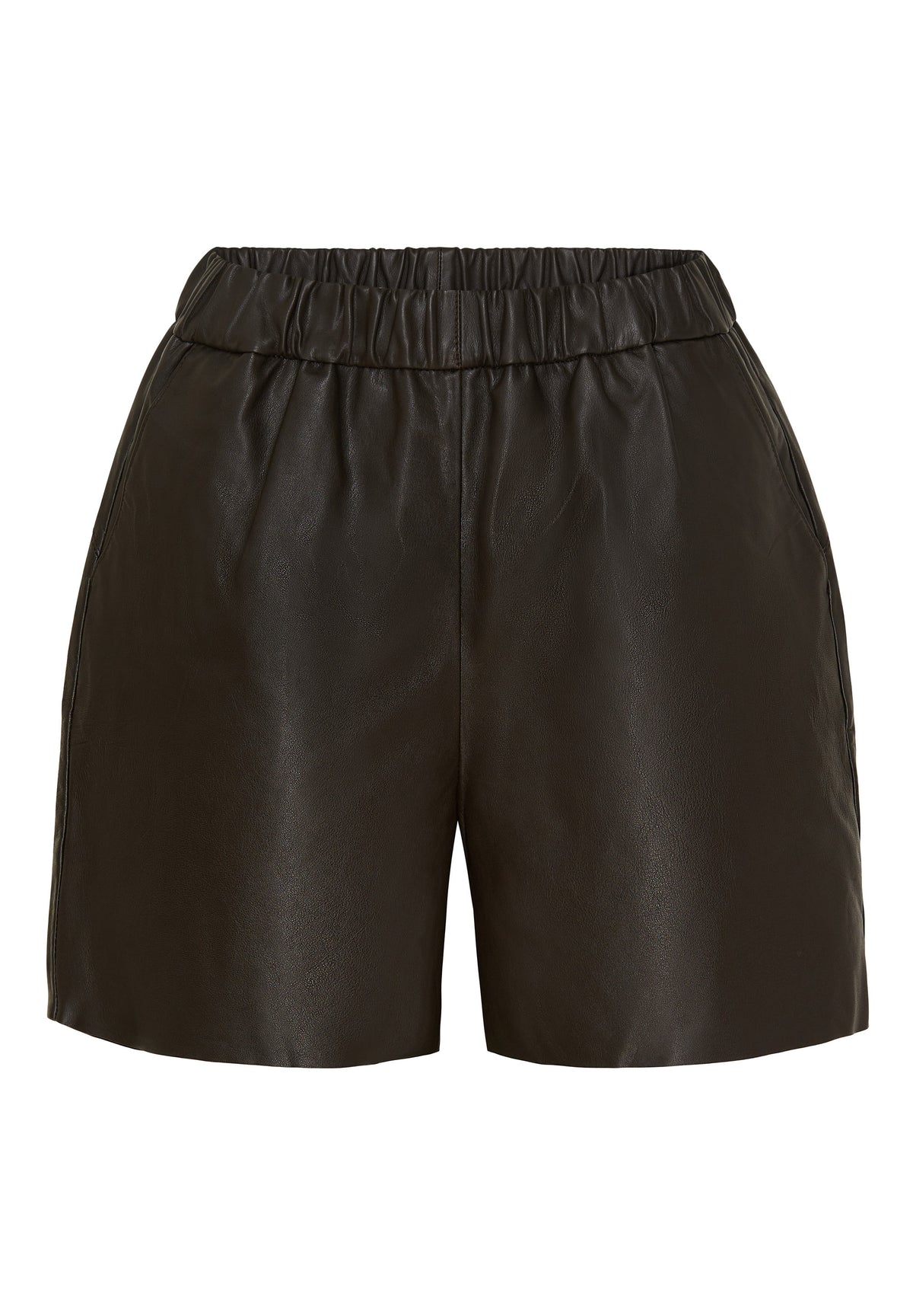 NOTYZ Korte lædershorts med saddle back Shorts Dark Chocolate Brown