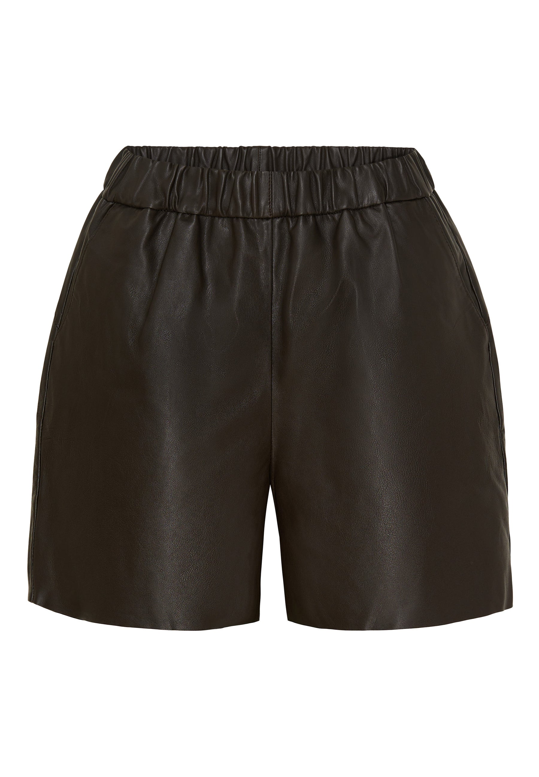 NOTYZ Korte lædershorts med saddle back Shorts Dark Chocolate Brown