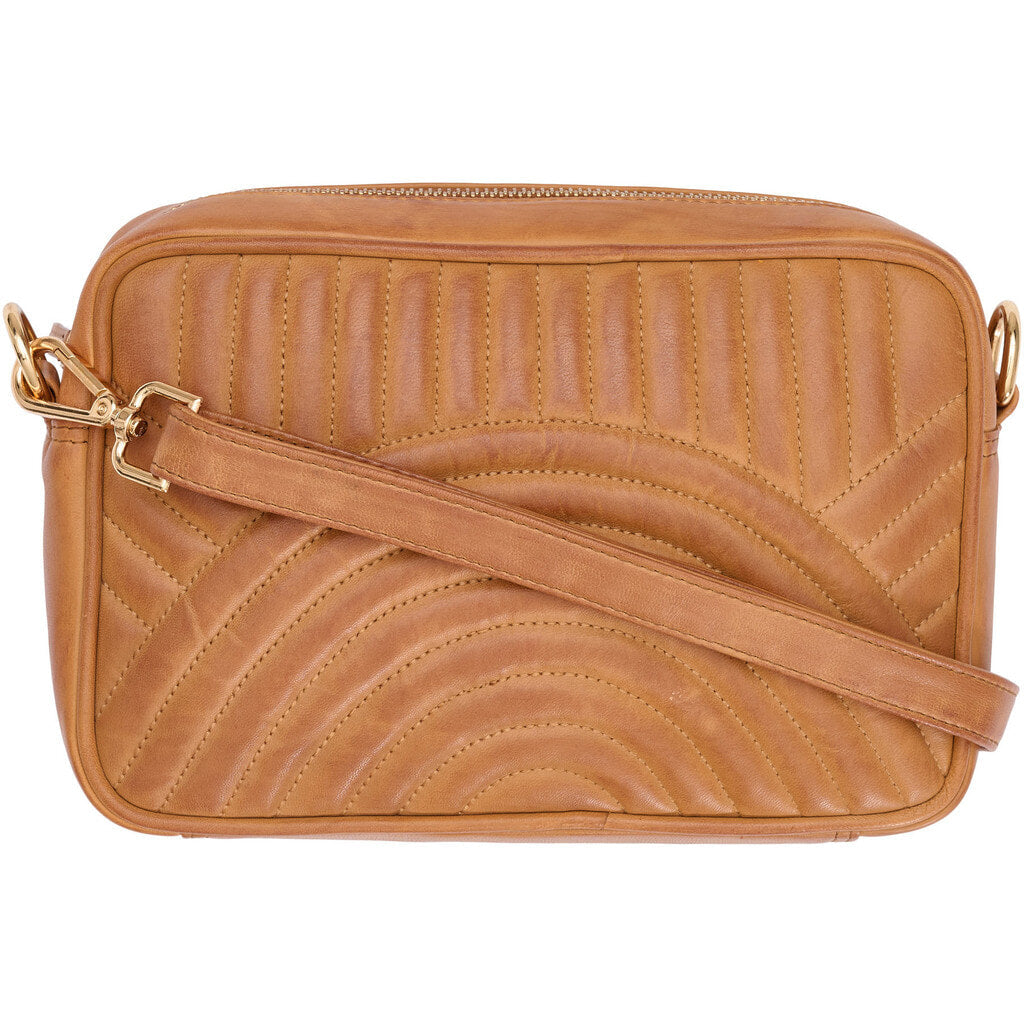 Orchid Skindtaske med aftagelig rem Tasker Cognac w. Light Gold acc.