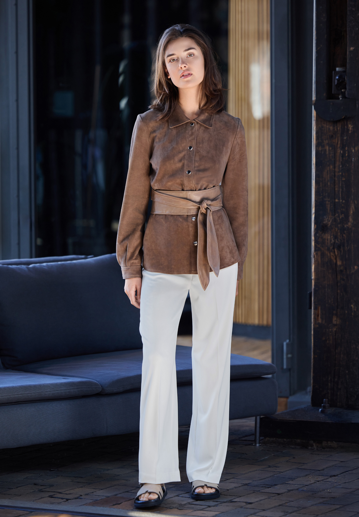 BTFCPH Skjorte i ruskind Skjorter Nude Brown w. Silver acc.