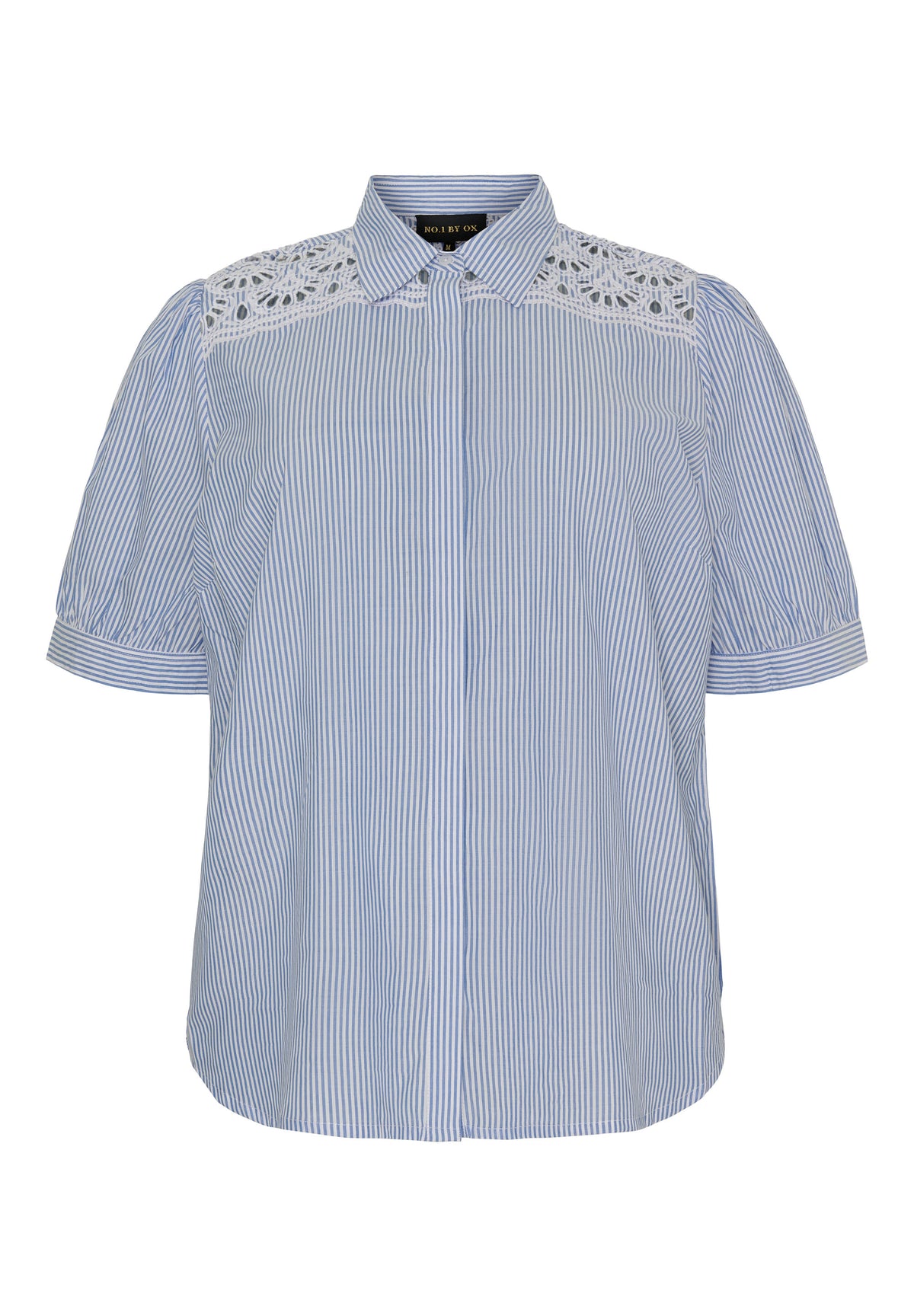 NO. 1 BY OX Skjorte med broderi Skjorter White/Blue pinstripe