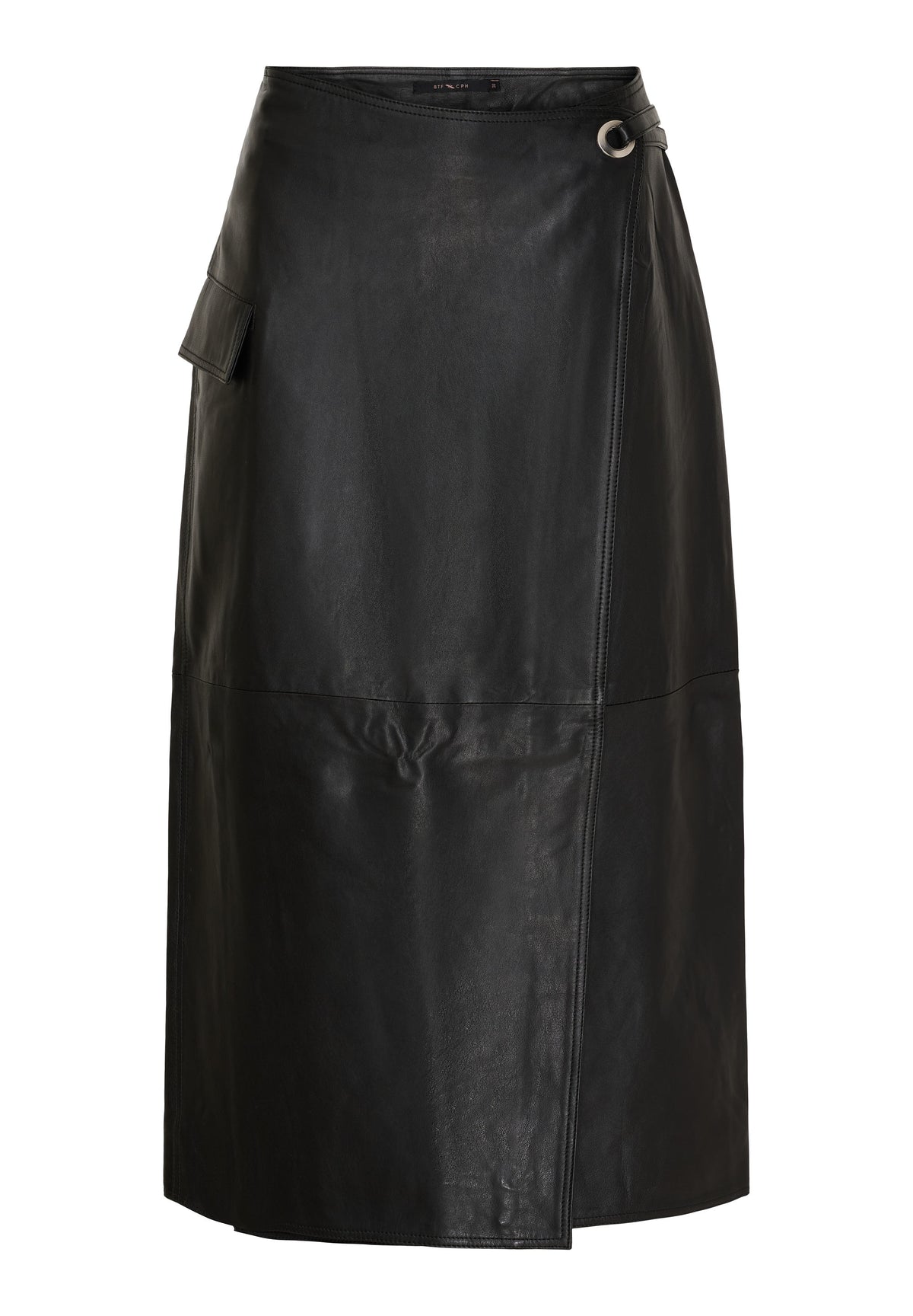 BTFCPH Slå-om-nederdel i læder Nederdele Sort