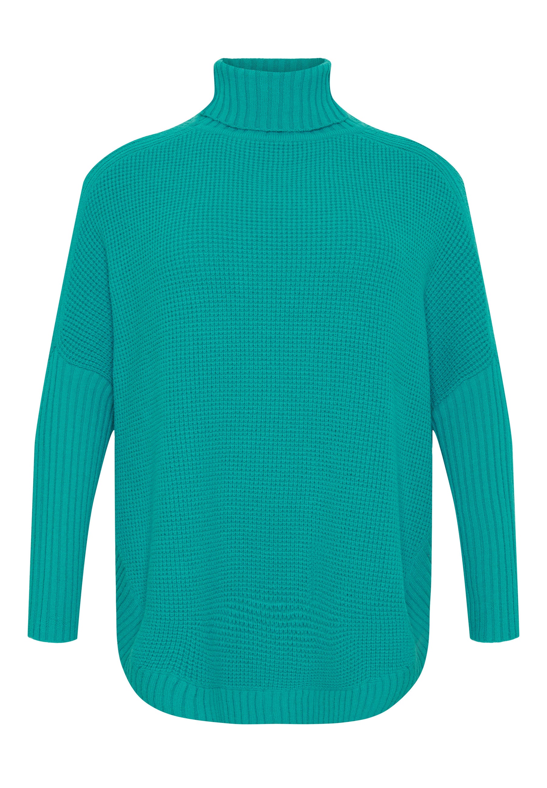 NO. 1 BY OX Strikket poncho med ribstrikkede ærmer Poncho Grøn