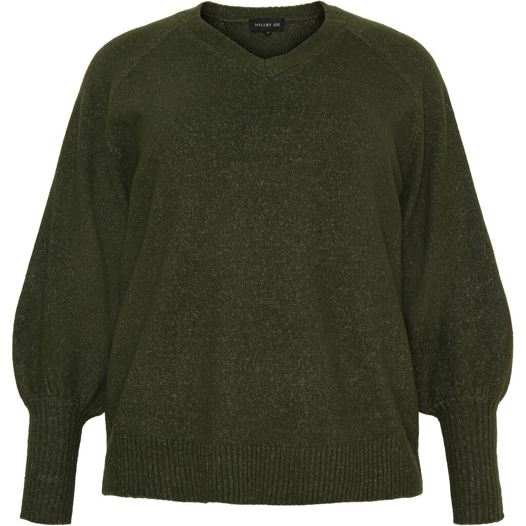 NO. 1 BY OX Striktrøje med V-udskæring Sweaters Grøn