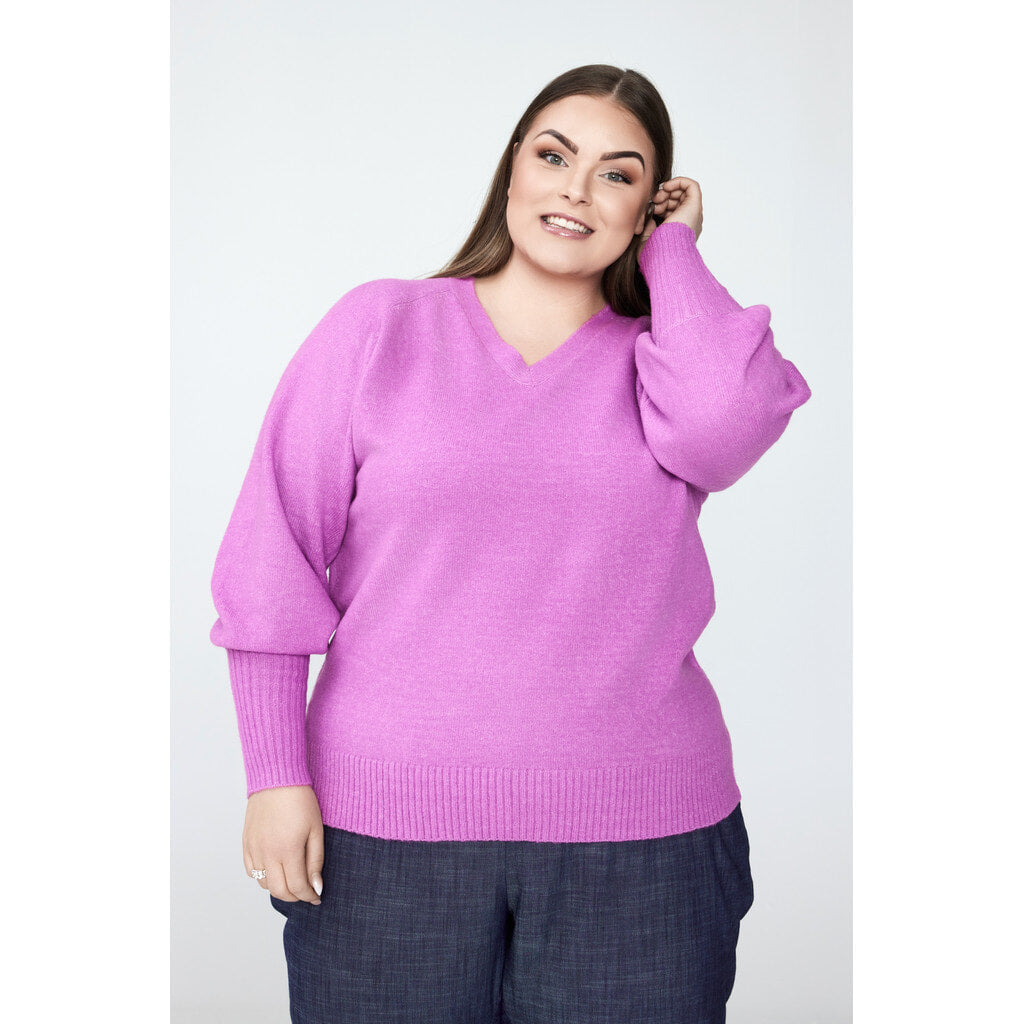 NO. 1 BY OX Striktrøje med V-udskæring Sweaters Spring Crocus