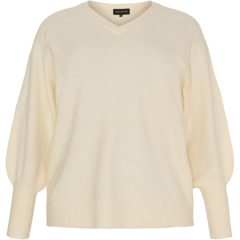 NO. 1 BY OX Striktrøje med V-udskæring Sweaters Cream White