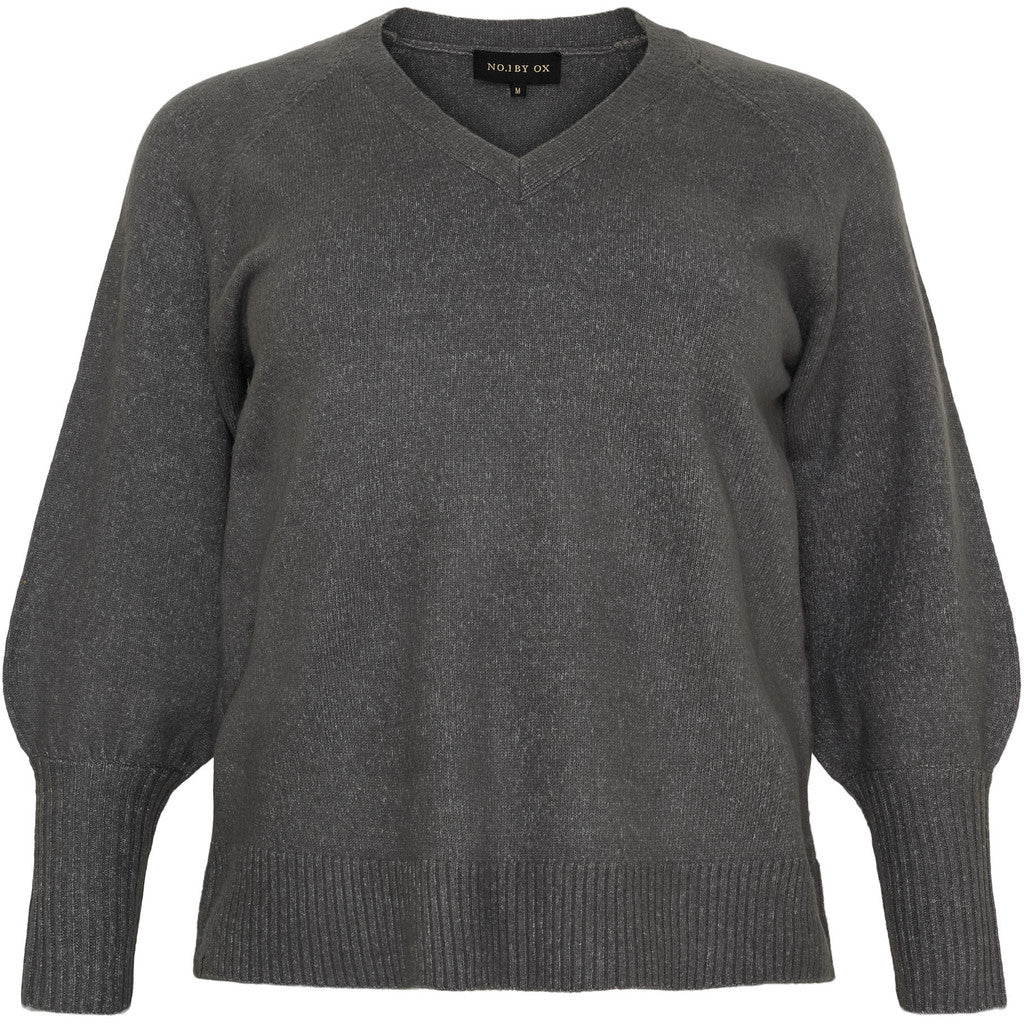 NO. 1 BY OX Striktrøje med V-udskæring Sweaters Grå