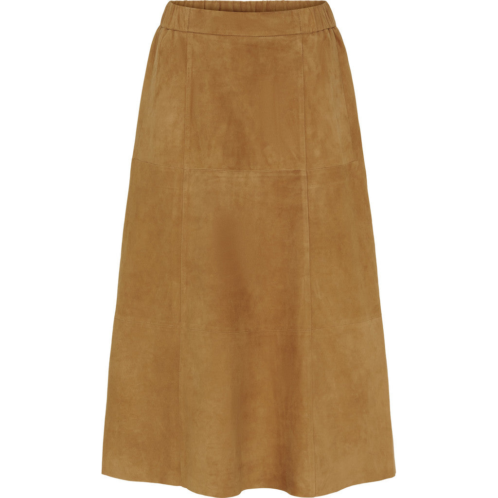 NOTYZ Midi A-shape nederdel i ruskind Nederdele Brun