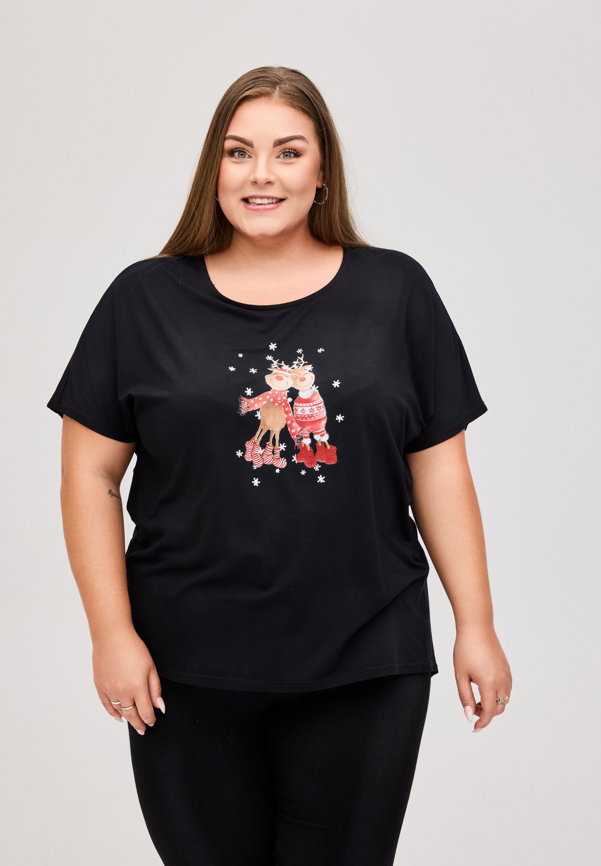 NO. 1 BY OX T-shirt med julemotiv T-shirts Sort