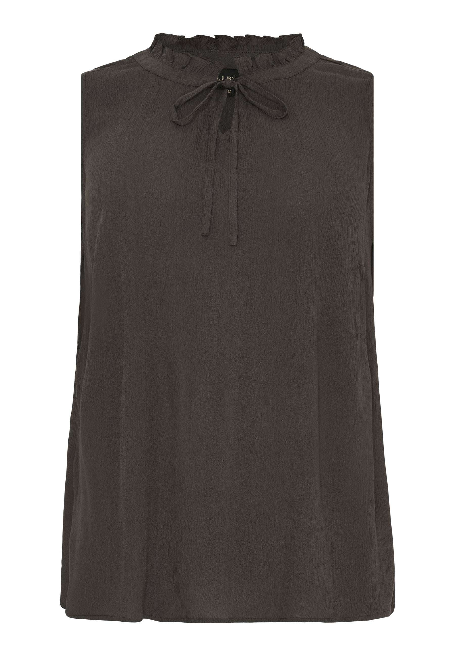 NO. 1 BY OX Top with flair neckline and tie string Tops Dark Tin Grey