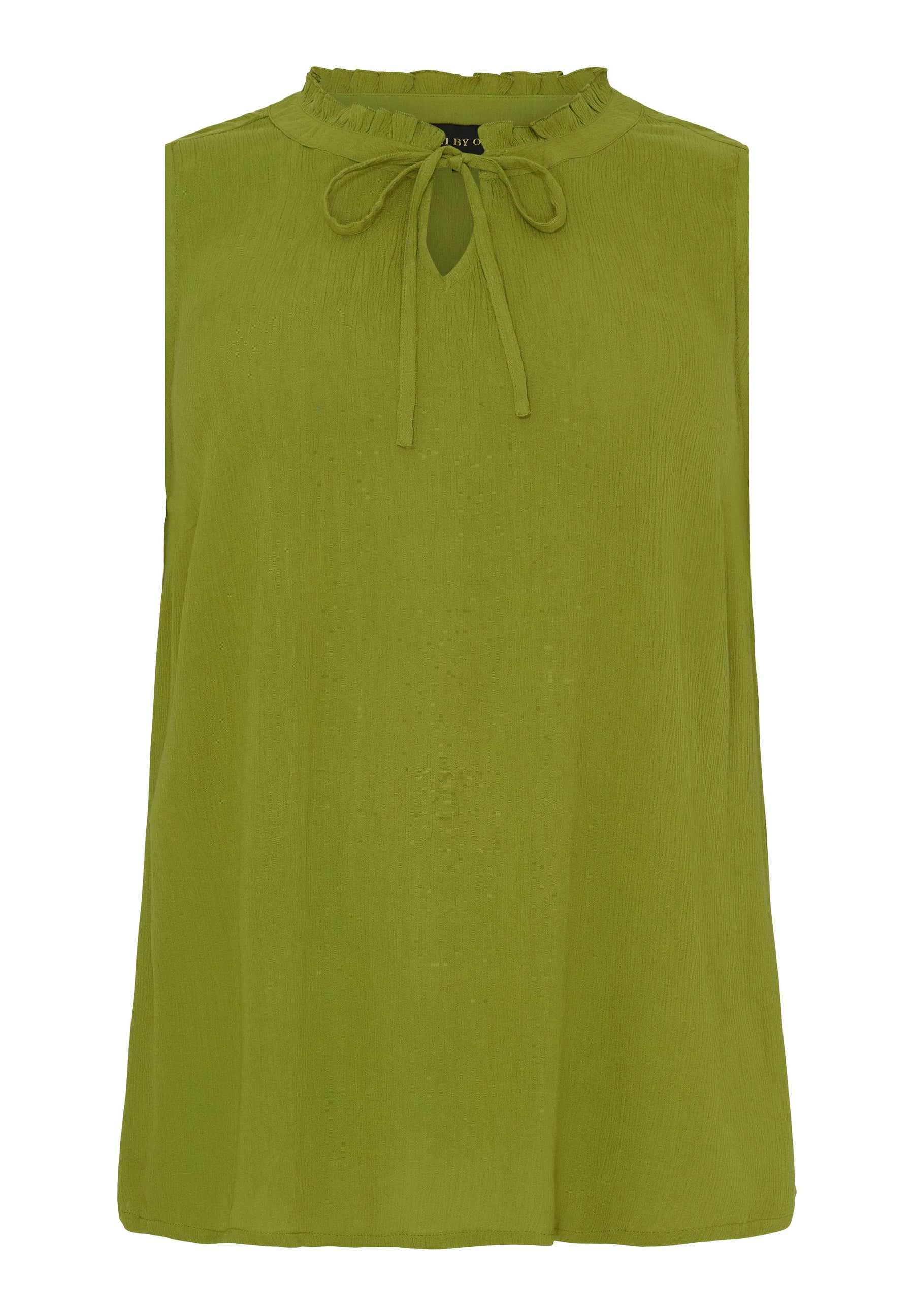 NO. 1 BY OX Top with flair neckline and tie string Tops Golden Cypress Green