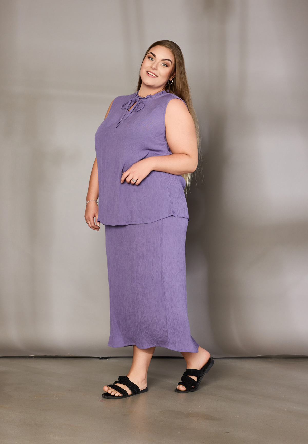 NO. 1 BY OX Top med bindebånd Tops Purple Sage