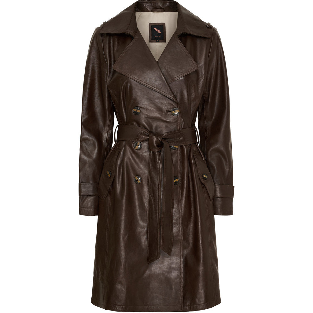 BTFCPH Trenchcoat i læder Jakker Dark Truffle