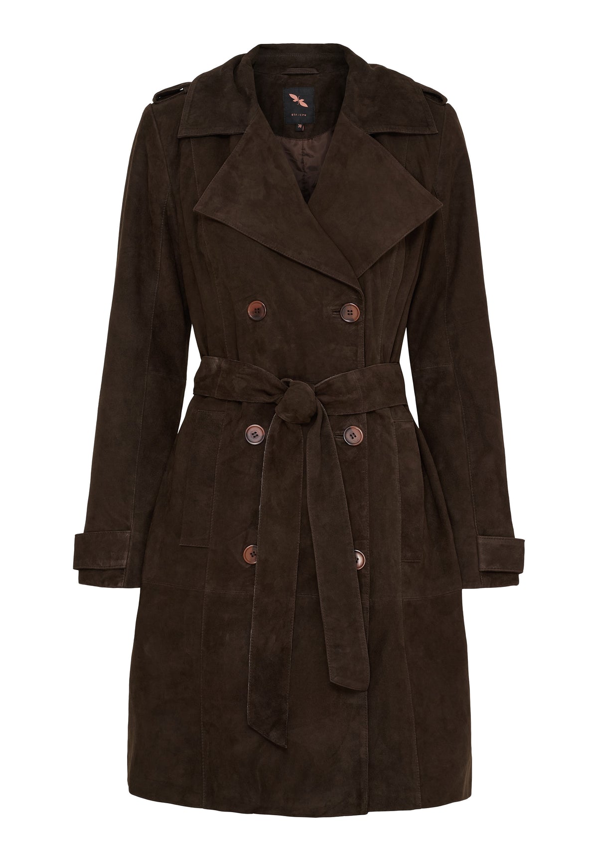 BTFCPH Trenchcoat i ruskind Frakker Dark Chocolate Brown