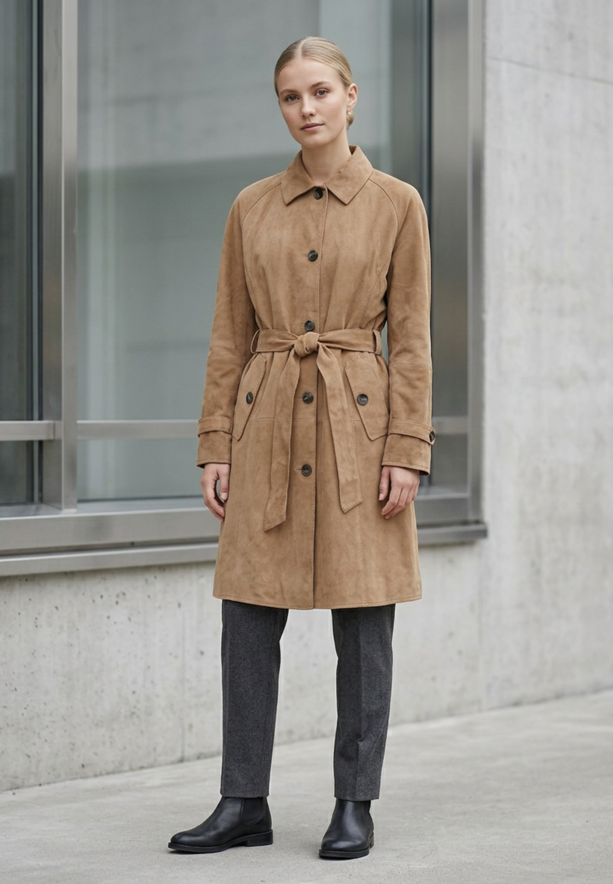 NOTYZ Trenchcoat i ruskind Frakker Brun