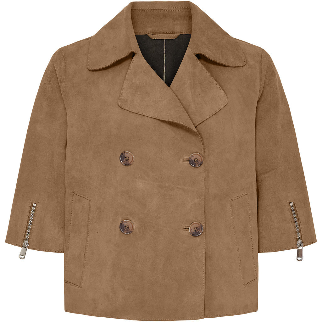 BTFCPH Trenchcoat med korte ærmer i ruskind Jakker Nude Brown