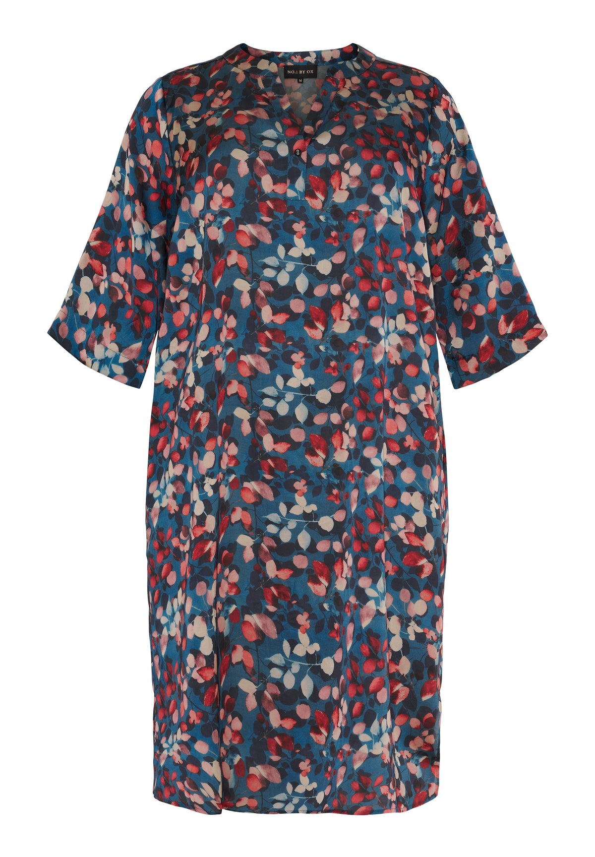 NO. 1 BY OX Elegant kjole Kjoler Cobolt Blue w Marmelade Rose flowers