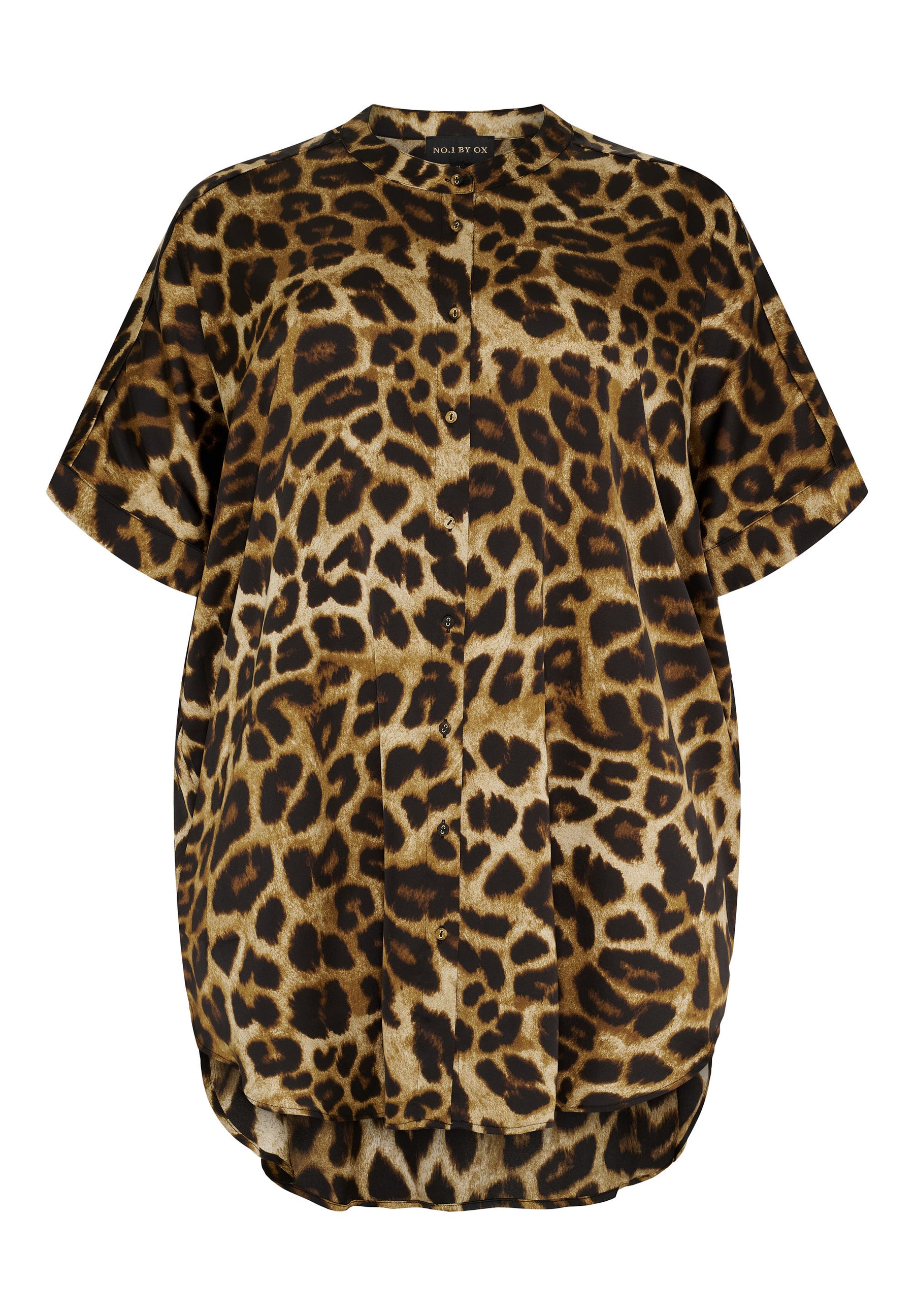 NO. 1 BY OX Tunika kjole Bluser Mocca Brown Leo Print