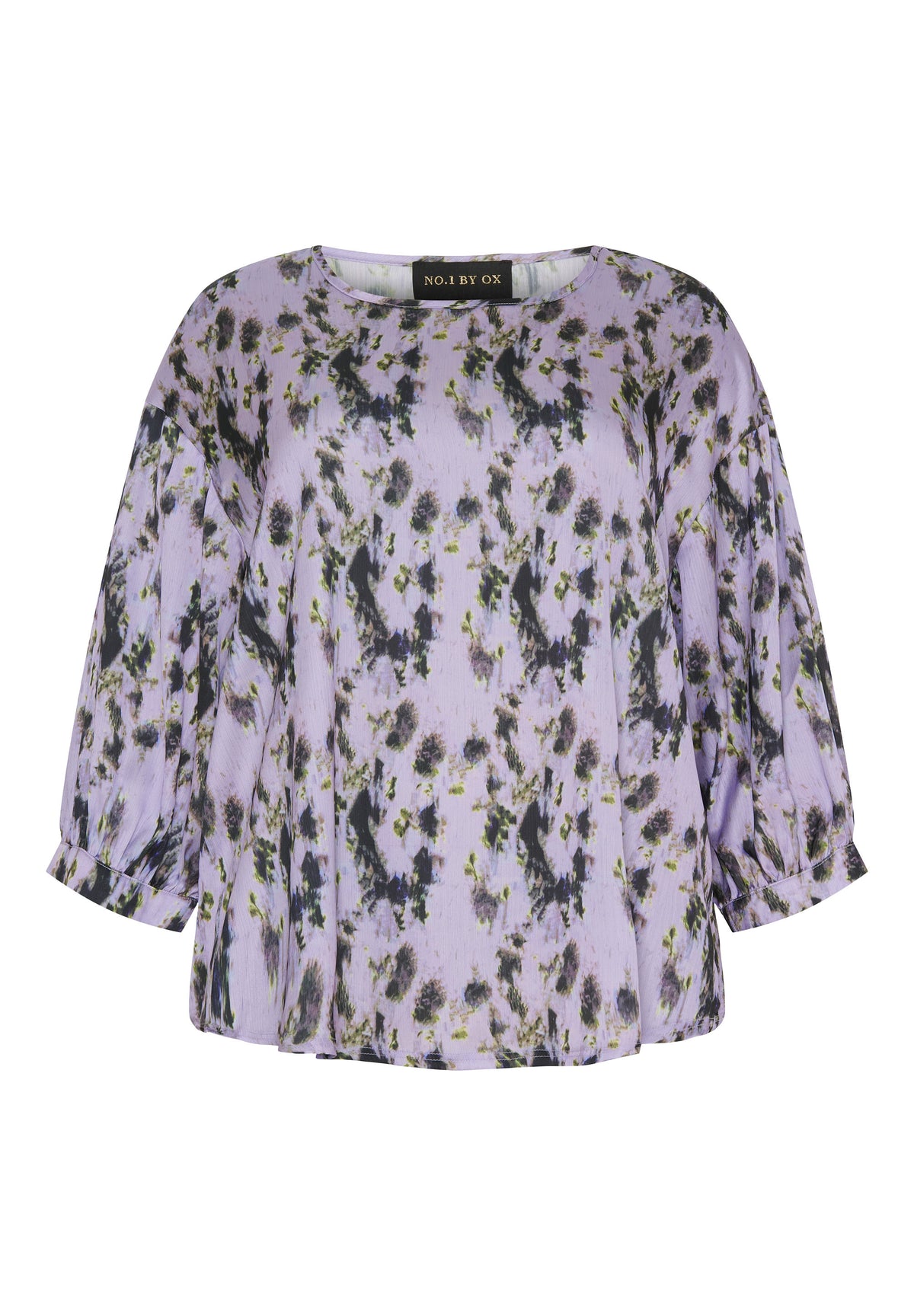 NO. 1 BY OX Elegant bluse med 3/4 ærmer Bluser Paisley Purple w Black Graphic print