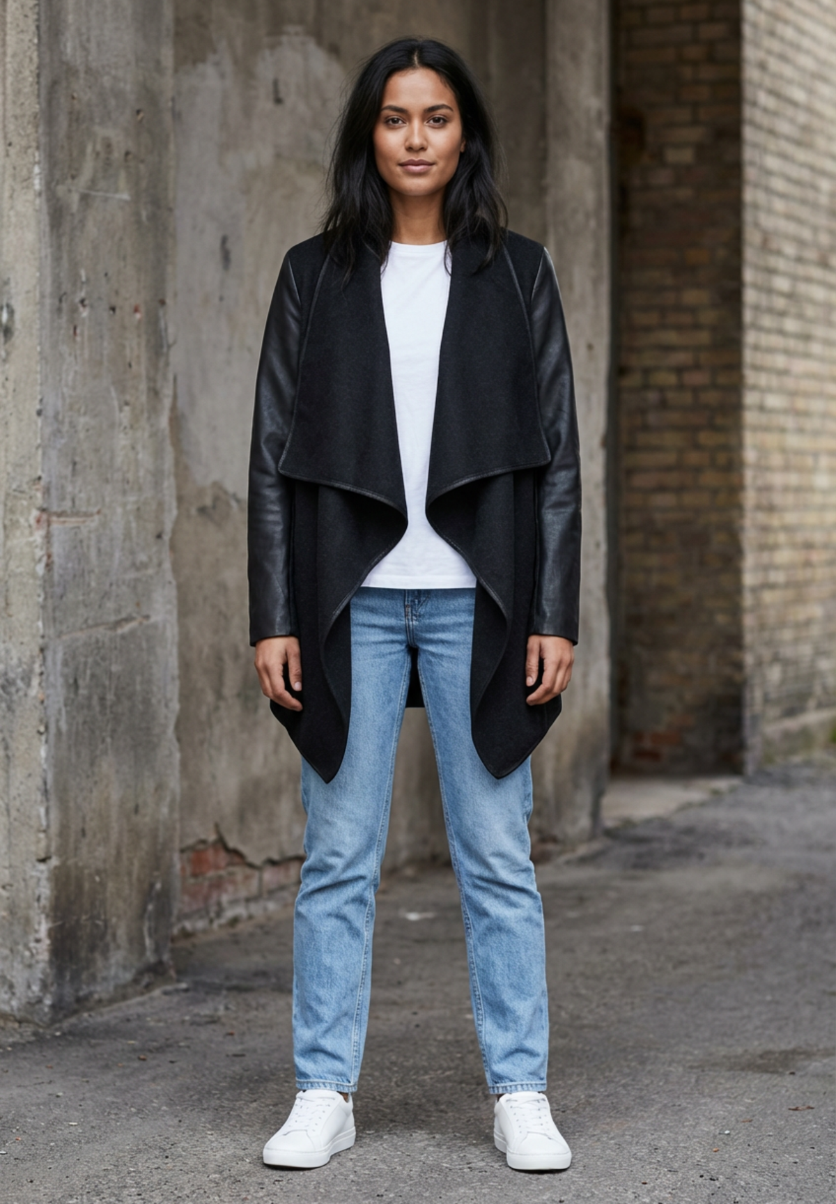 BTFCPH Uld cardigan med læder Jakker Sort