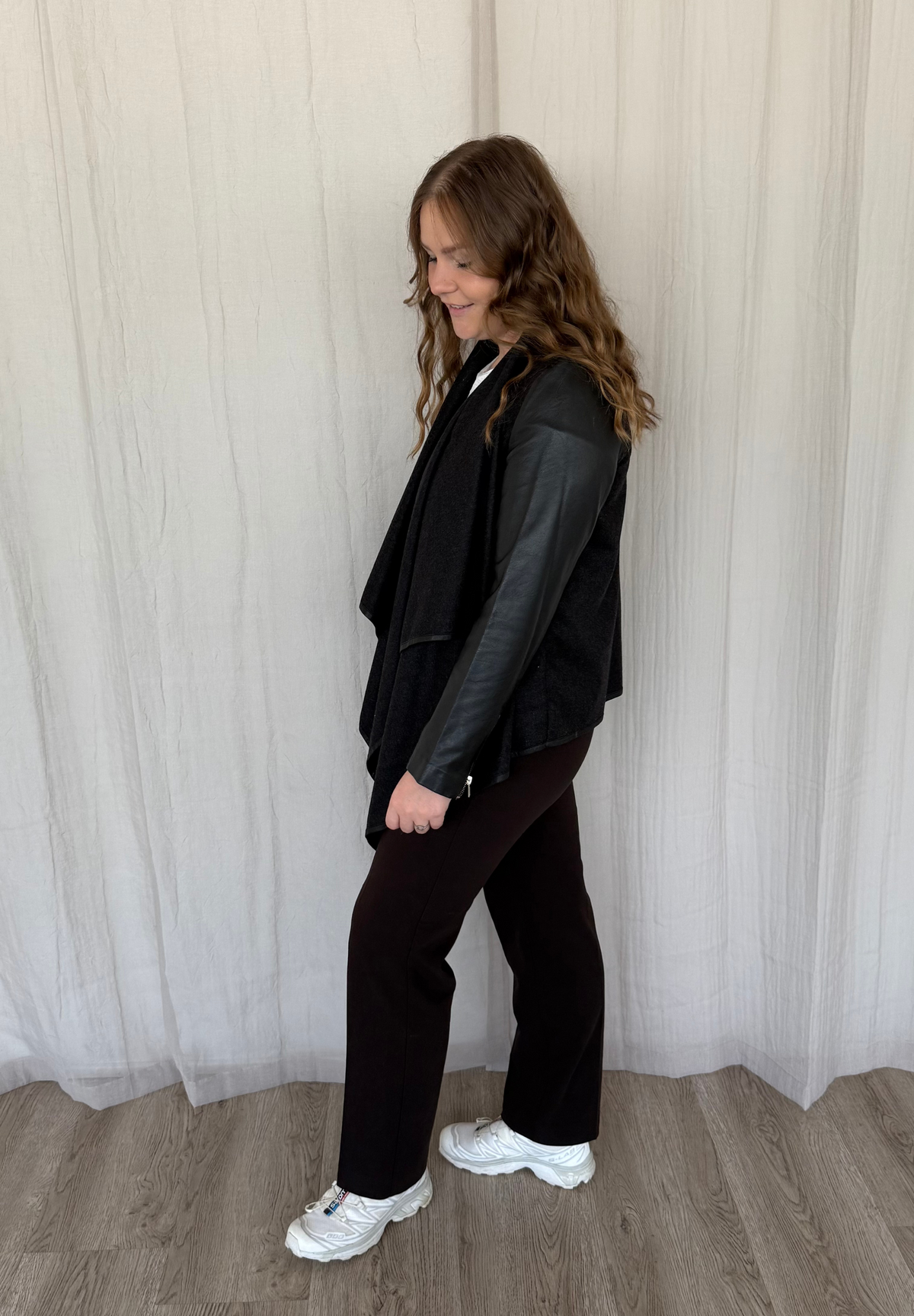 NOTYZ Uld cardigan med læder - KOLLEKTIONSSALG Jakker Sort