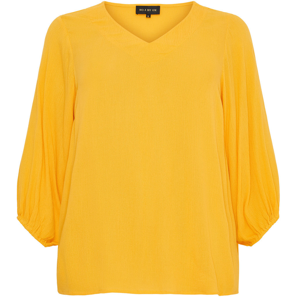 NO. 1 BY OX V neck blouse w batwing 3/4 sleeves Bluser Gold Fusion Yellow