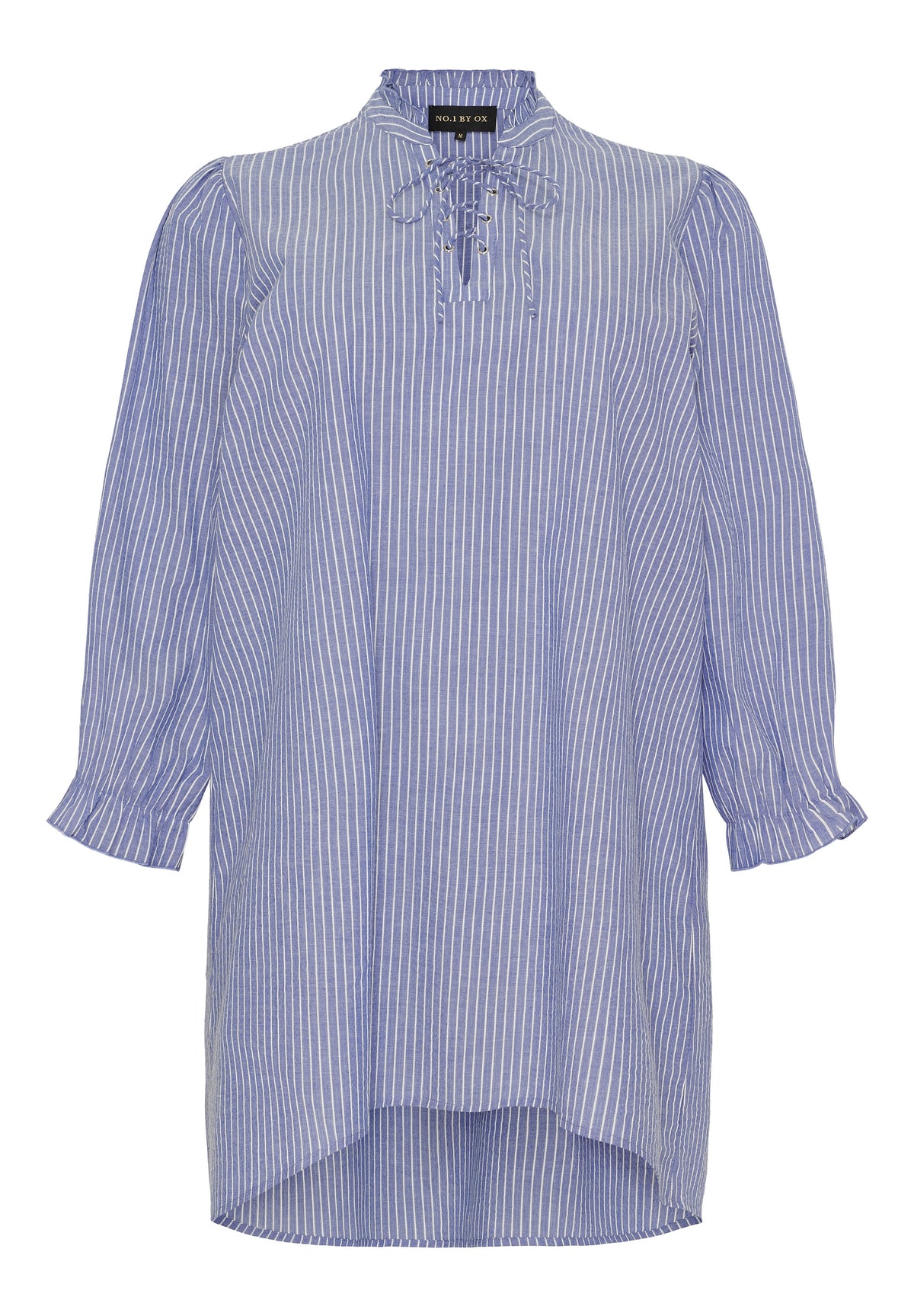 NO. 1 BY OX feminin kjole med striber Kjoler Denim blue pinstripes