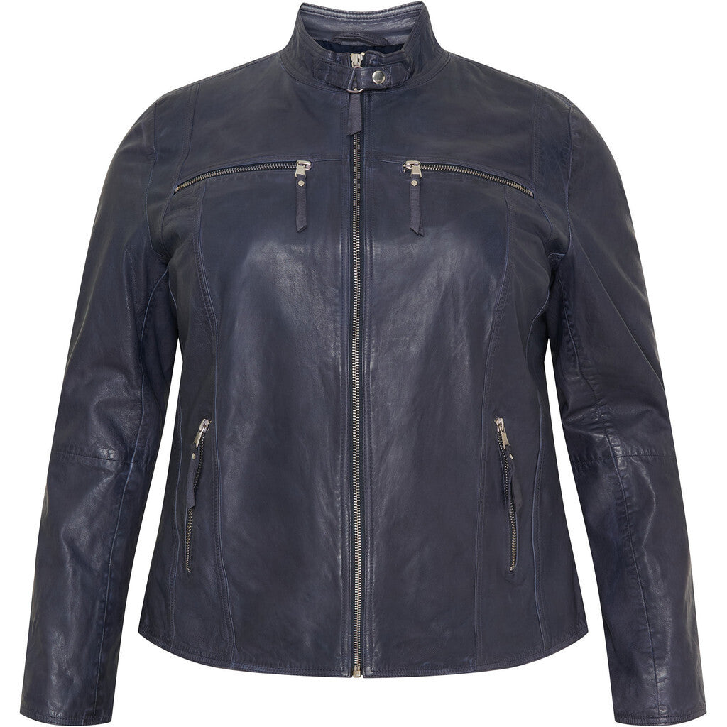 NO. 1 BY OX klassisk læderjakke (Str. 36 - 46) Jakker Dark Navy Blue w Silver acc