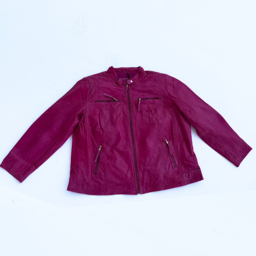 NO. 1 BY OX klassisk læderjakke (Str. 36 - 46) Jakker Magenta Pink w light Gold acc.