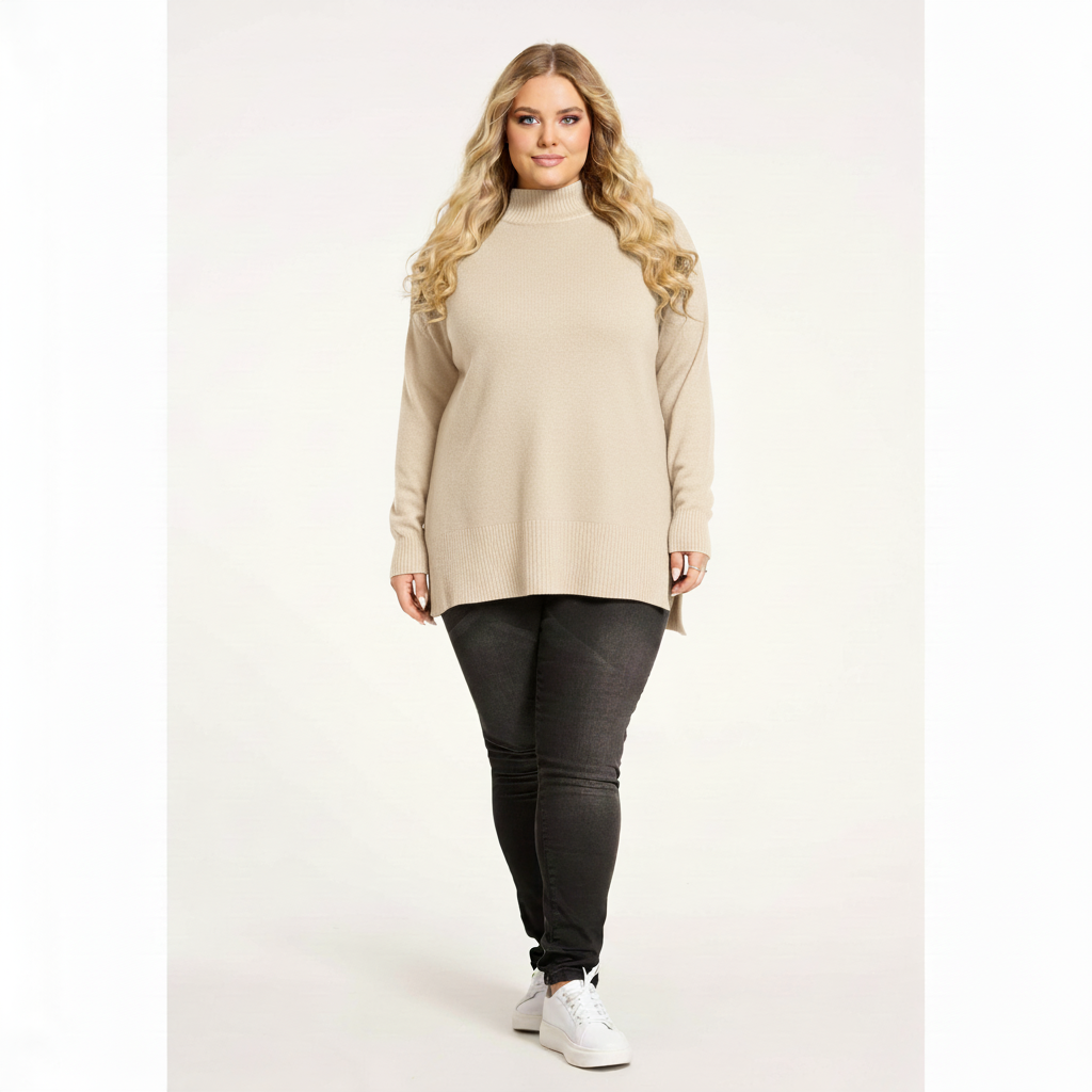 NO. 1 BY OX striktrøje med ribkant i hals Sweaters Cream White