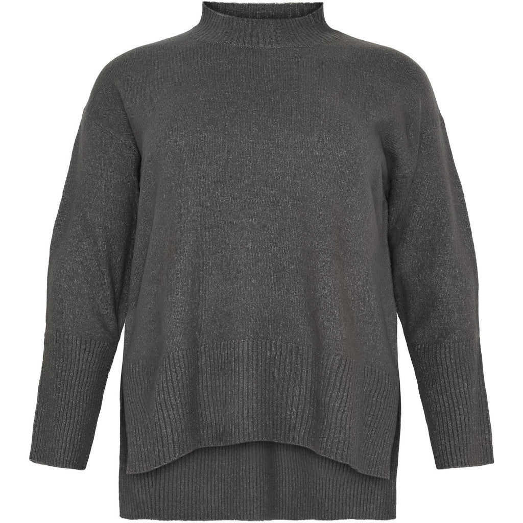 NO. 1 BY OX striktrøje med ribkant i hals Sweaters Grå
