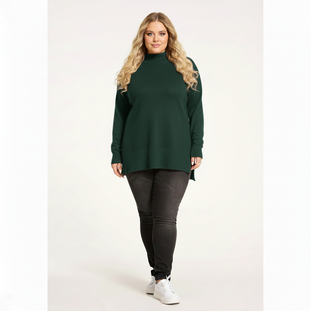 NO. 1 BY OX striktrøje med ribkant i hals Sweaters Grøn