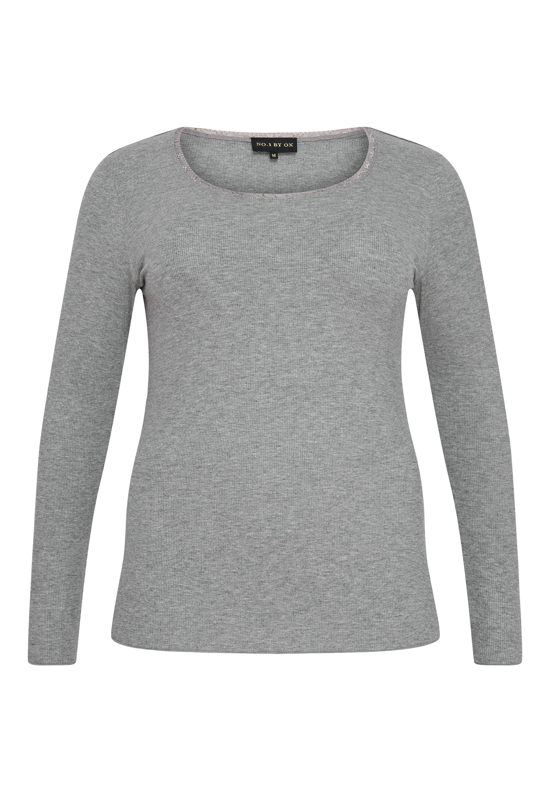 NO. 1 BY OX Basic langærmet T-shirt T-shirts Grå