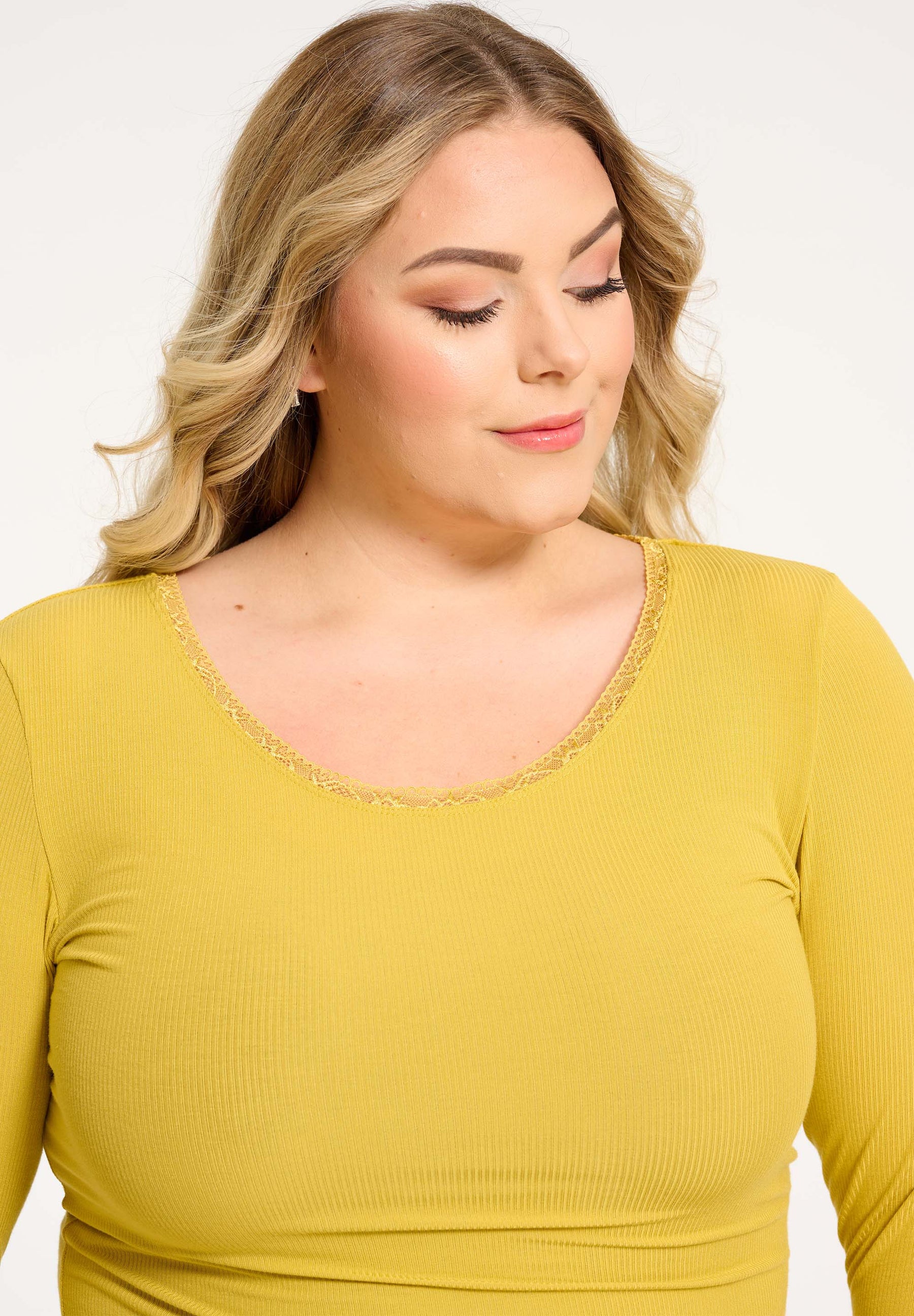 NO. 1 BY OX Basic langærmet T-shirt T-shirts Gul