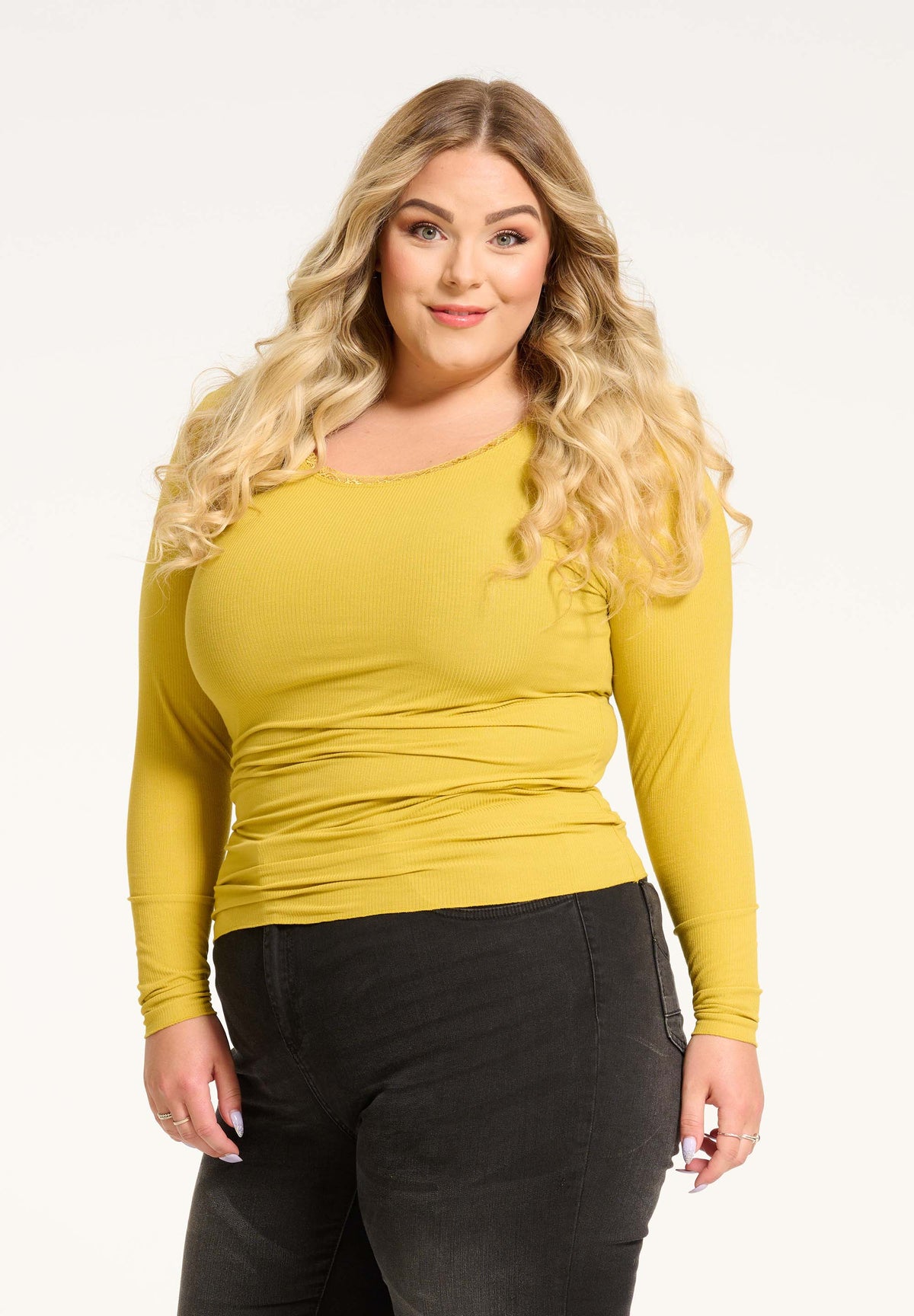 NO. 1 BY OX Basic langærmet T-shirt T-shirts Gul