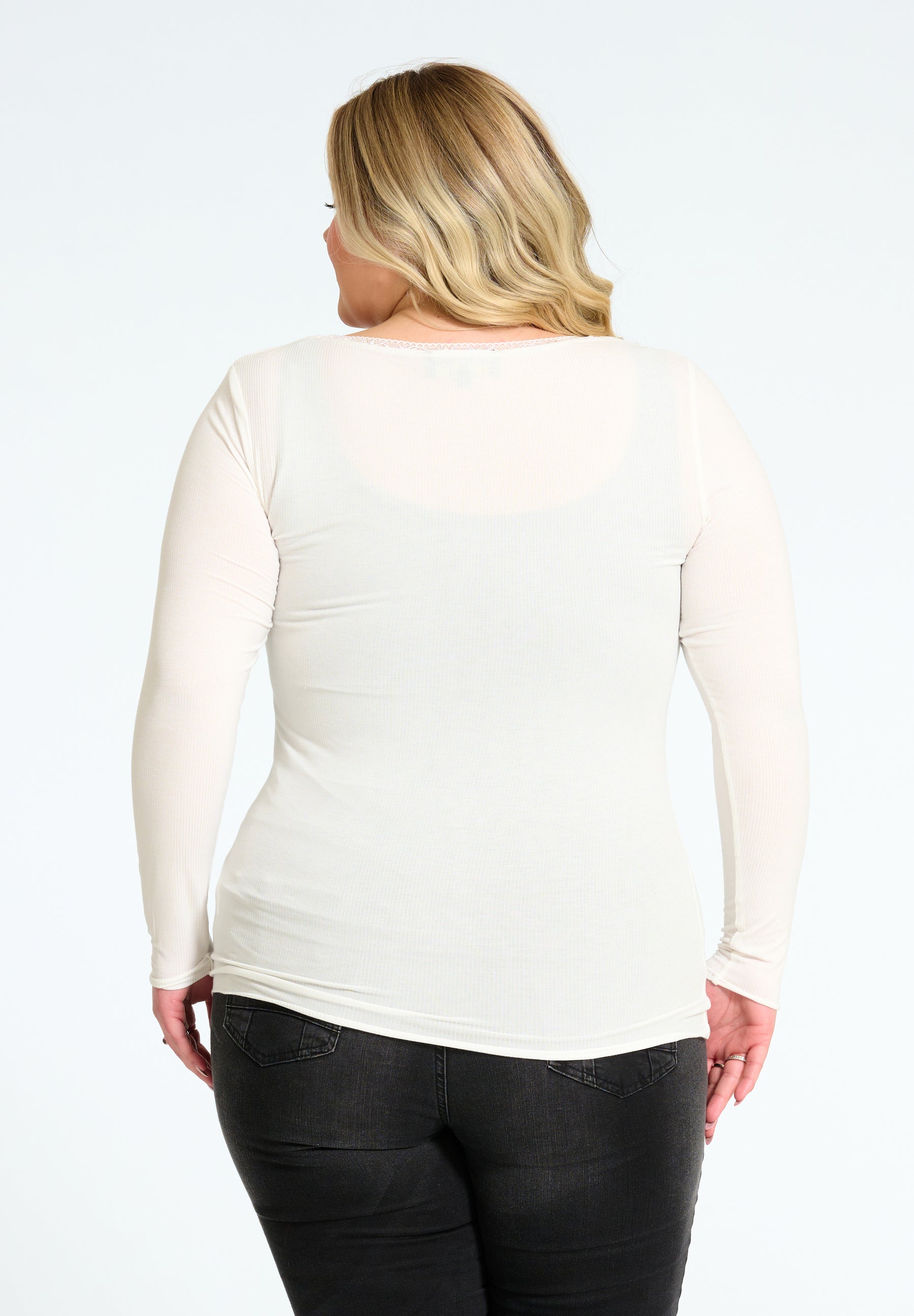 NO. 1 BY OX Basic langærmet T-shirt T-shirts Hvid
