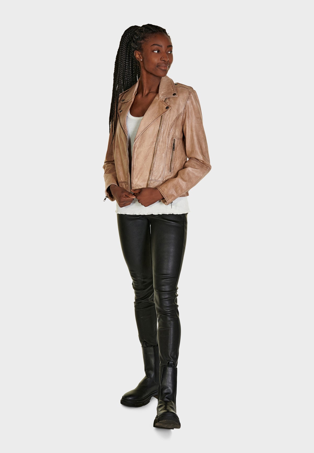 NOTYZ Biker læderjakke Jakker Beige