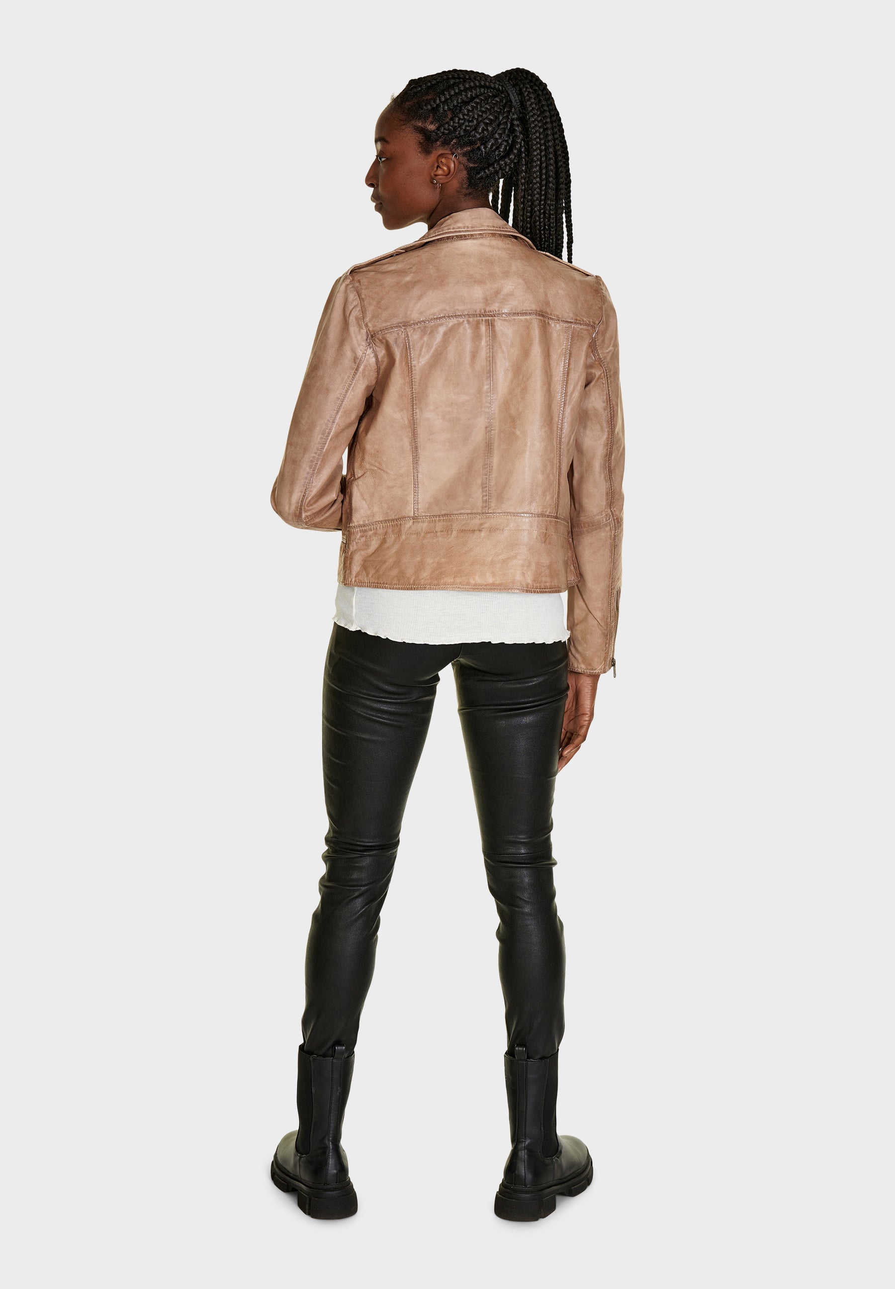 NOTYZ Biker læderjakke Jakker Beige