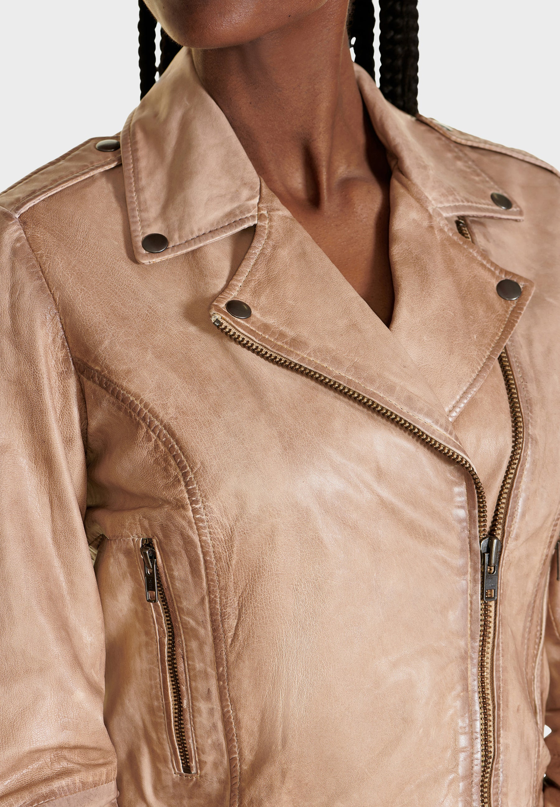 NOTYZ Biker læderjakke Jakker Beige