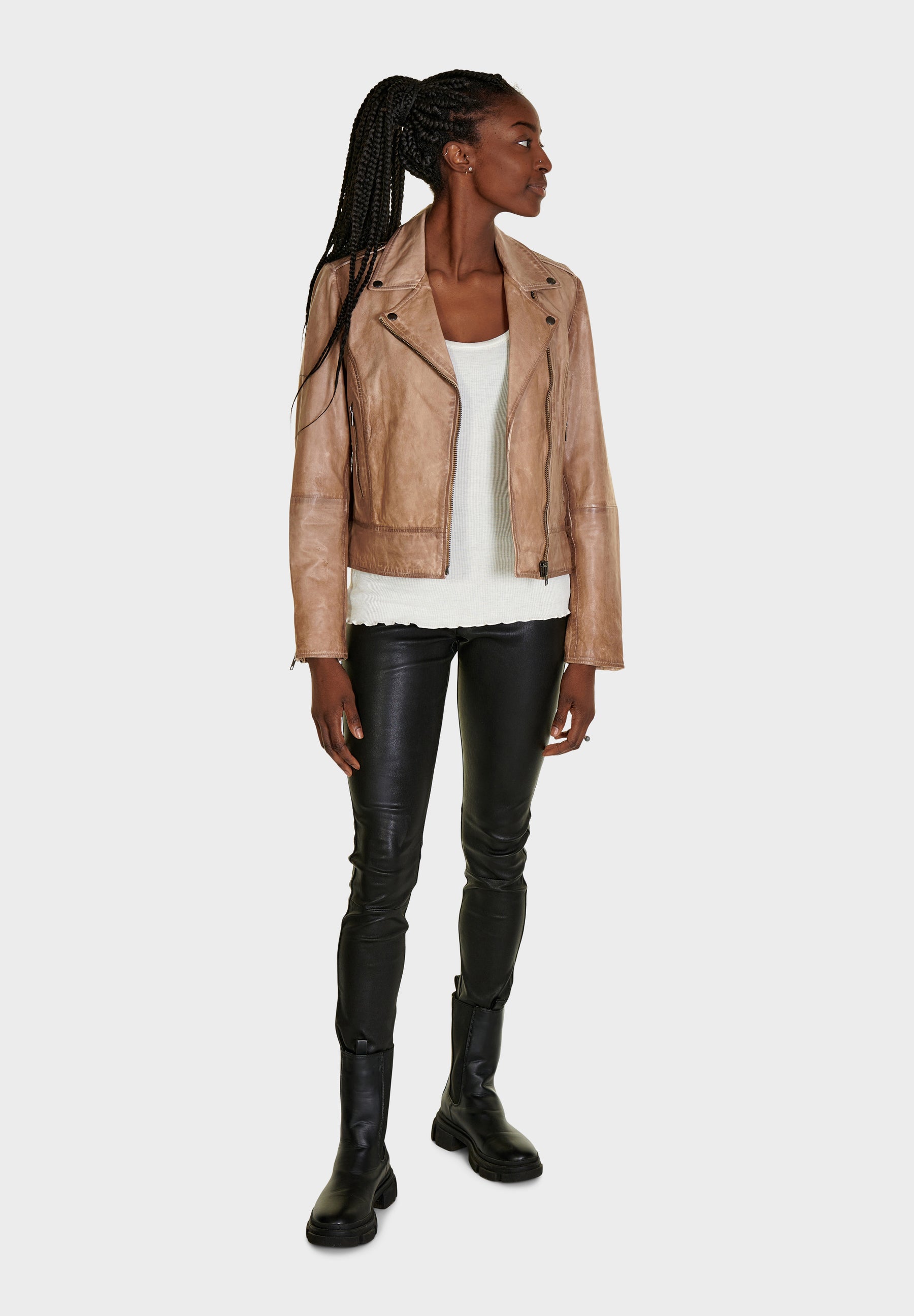 NOTYZ Biker læderjakke Jakker Beige